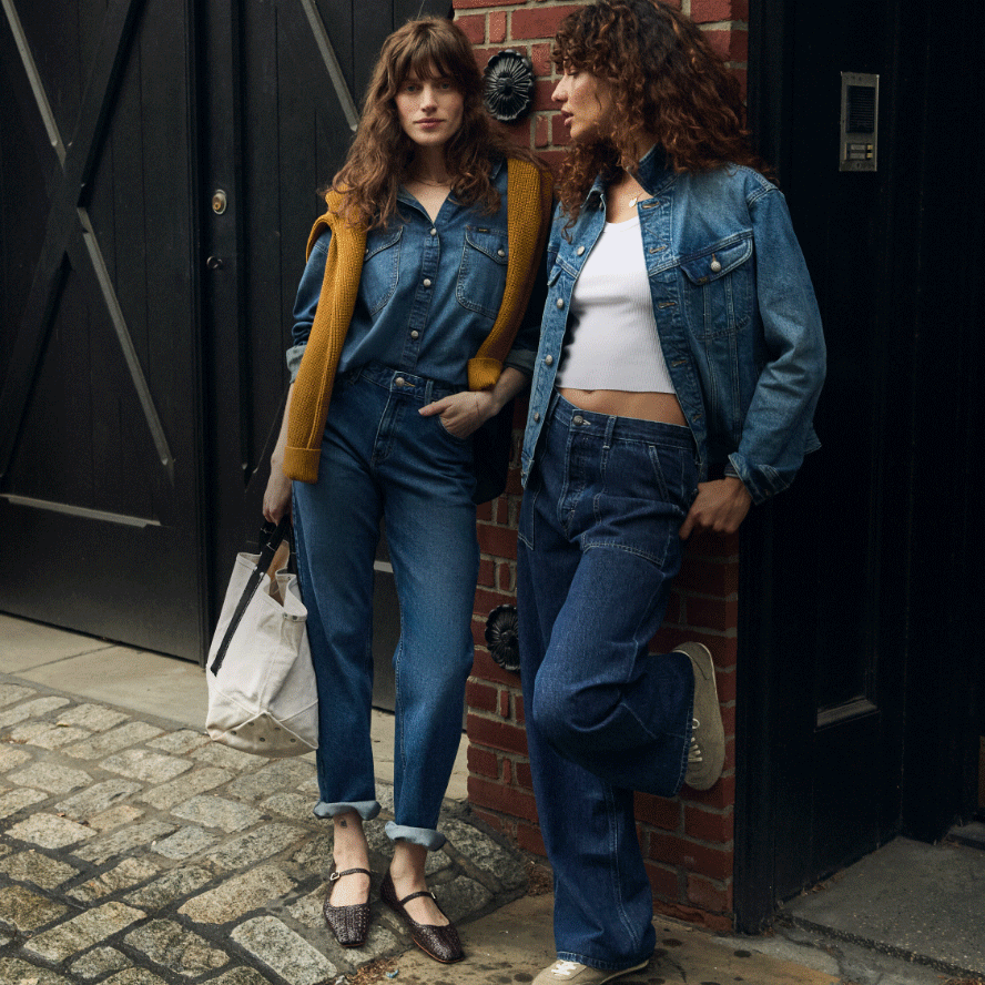 【LENIC&MCCOY】 Puff Sleeve Gold Button Denim Two-Piece Jordi Puff Sleeve Bustier Zip Up Denim Sweetheart Crop Top